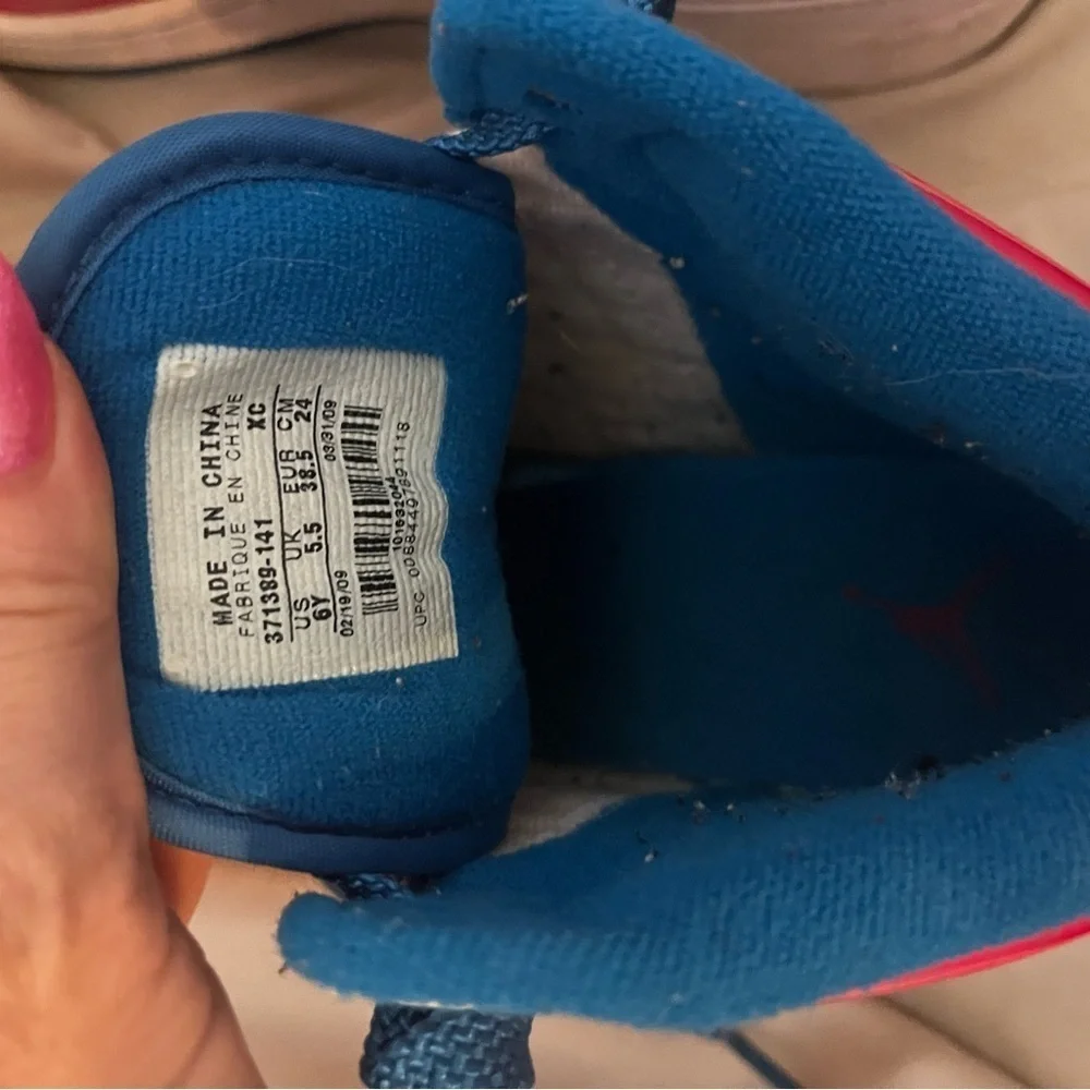 Nike Kids White & Pink Basketball Sneakers with Blue Accents